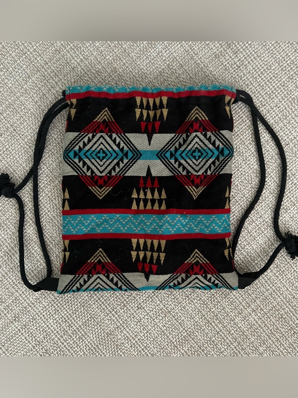 Boho Aztec Print Drawstring Backpack - Picture 2 of 4